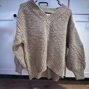 AE Green V-neck Knit Sweater, M